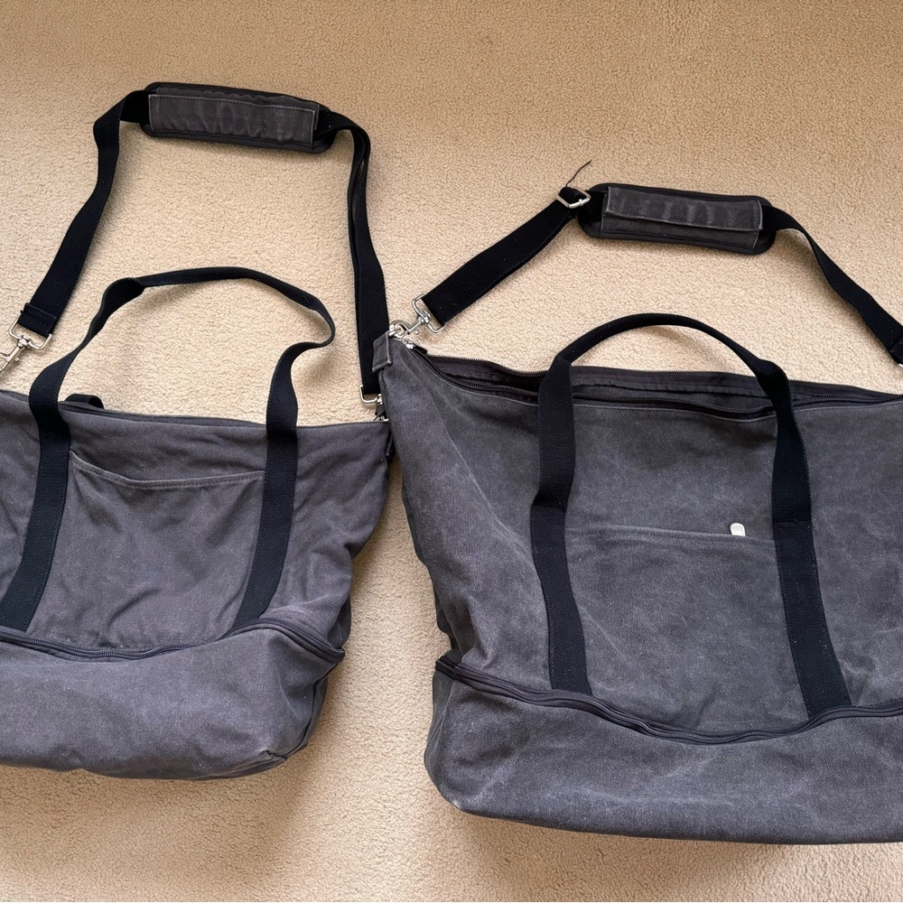 SET Lo & Sons Catalina Deluxe Large and Deluxe Tote weekender bags gray canvas